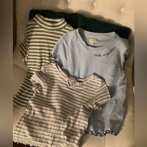 3 striped short sleeve shirts size (10-12)